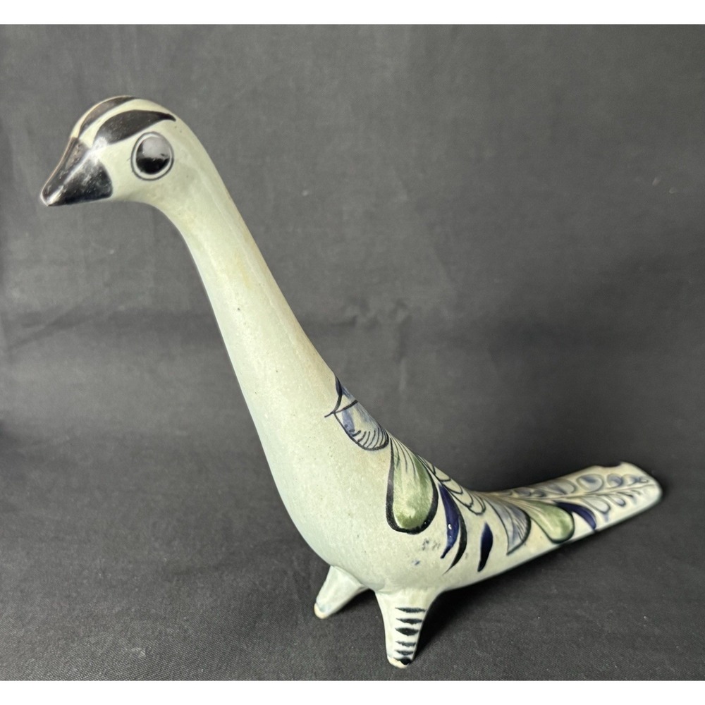 Vintage Tonala Mexico Pottery Hand Painted Bird 9" Long 6.5" Tall Read Note - Picture 2 of 16